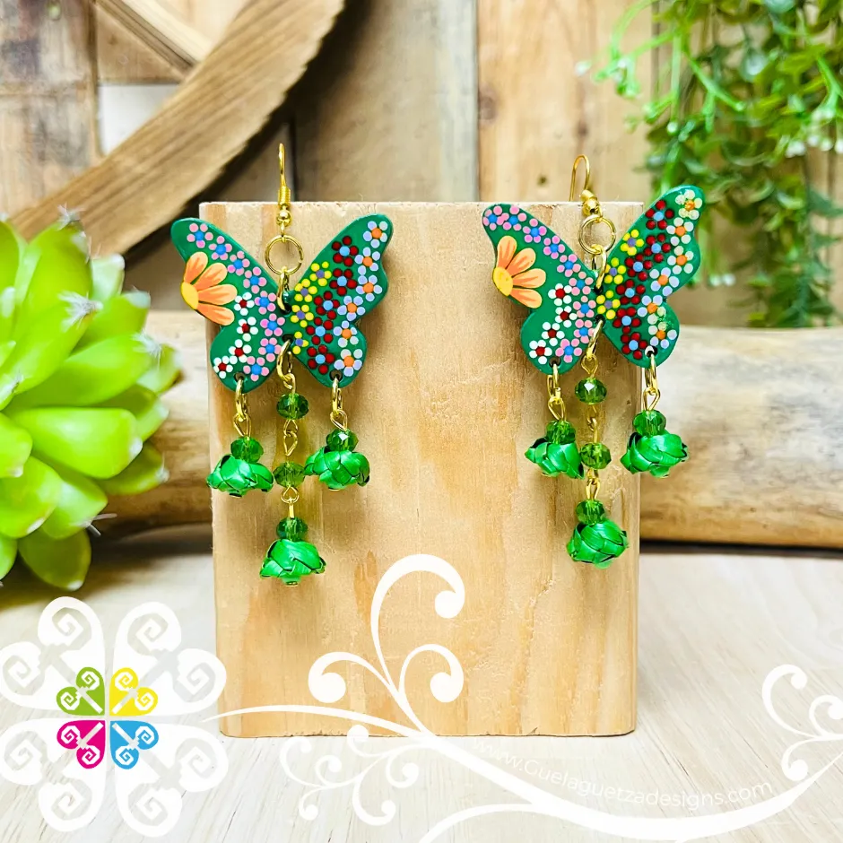 Mariposa Wood Earrings - Palm Earrings