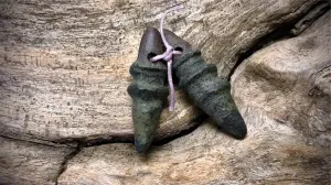 Marsha Neal Studio Ceramic Bead Pair - Slate Pointed Spirals