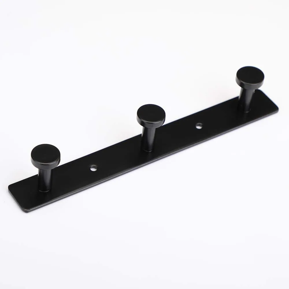 Mellewell 2 PCS Hook Rail Robe Towel Coat Hooks Bag Hanger and Bathroom Kitchen Accessories Stainless Steel, Black, HR8021-3-2