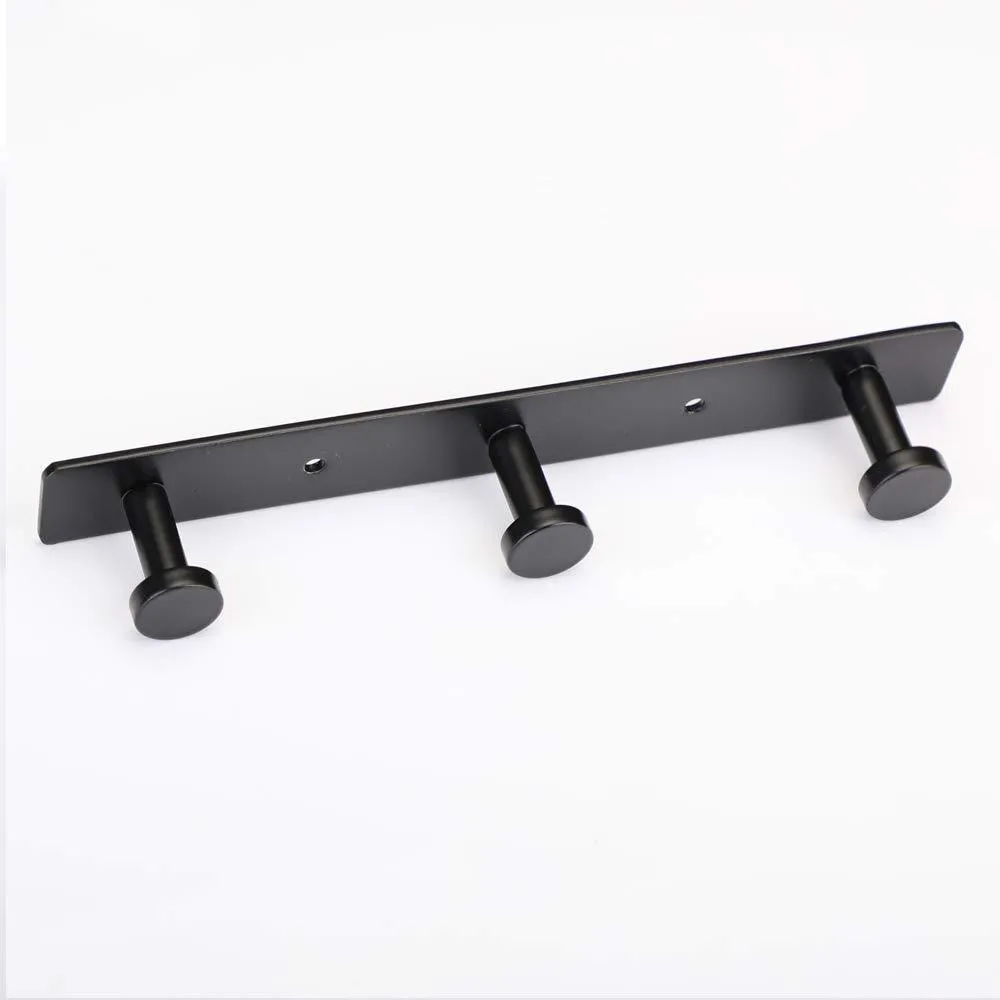 Mellewell 2 PCS Hook Rail Robe Towel Coat Hooks Bag Hanger and Bathroom Kitchen Accessories Stainless Steel, Black, HR8021-3-2