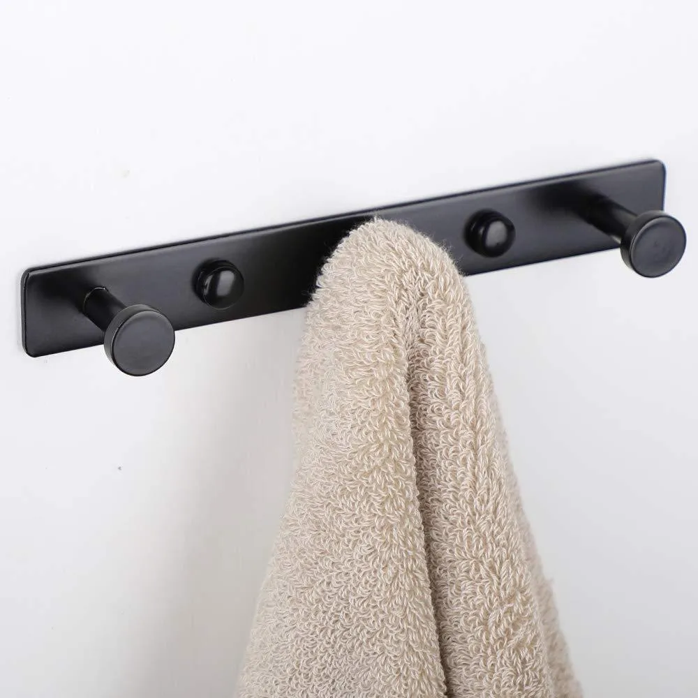 Mellewell 2 PCS Hook Rail Robe Towel Coat Hooks Bag Hanger and Bathroom Kitchen Accessories Stainless Steel, Black, HR8021-3-2