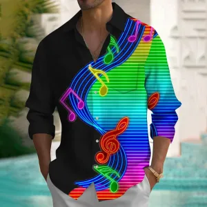 Men's Musical Long Sleeve Pocket Shirt