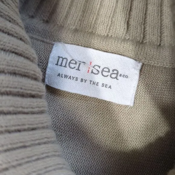 Mer Sea Sweater Womens One Size Tan Flowy Nautical Casual Cowl Neck