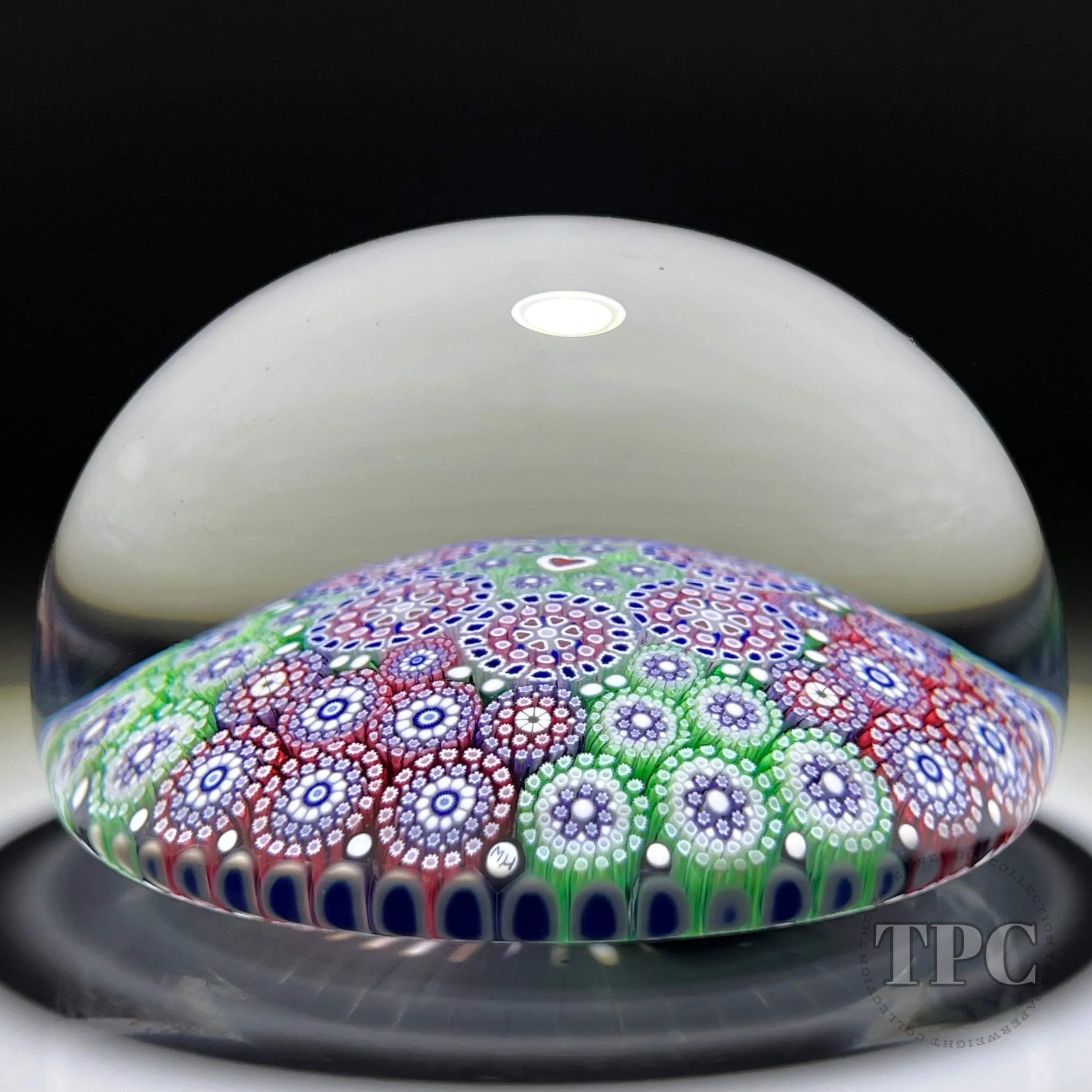 Michael Hunter 2022 Glass Art Paperweight Paneled Complex Millefiori with Heart Cane Center in Staves