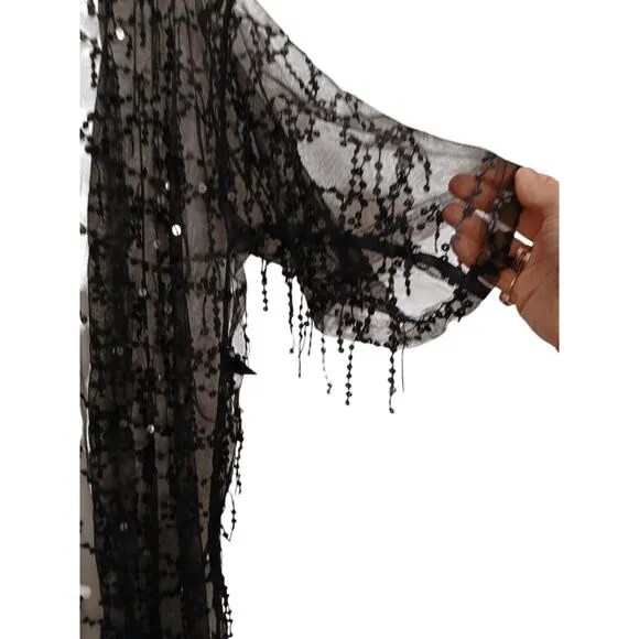 MICHELLE Sequins DUSTER Coverup One Size Fits Most BLACK Sparkle Shimmer Jacket
