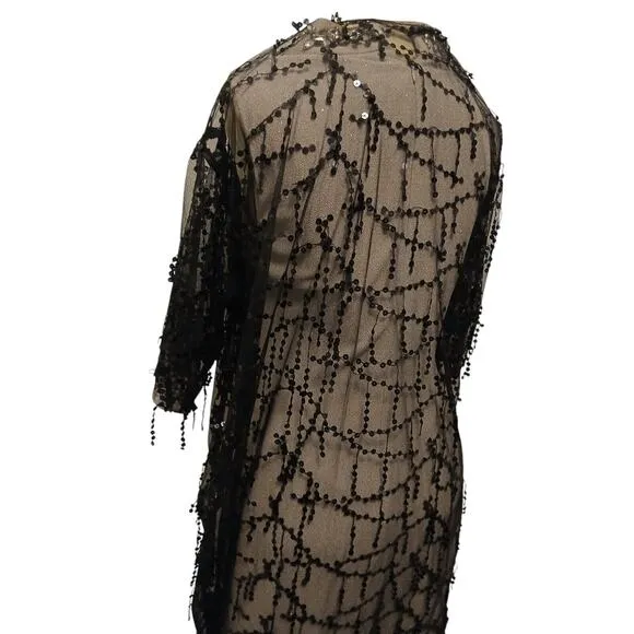 MICHELLE Sequins DUSTER Coverup One Size Fits Most BLACK Sparkle Shimmer Jacket
