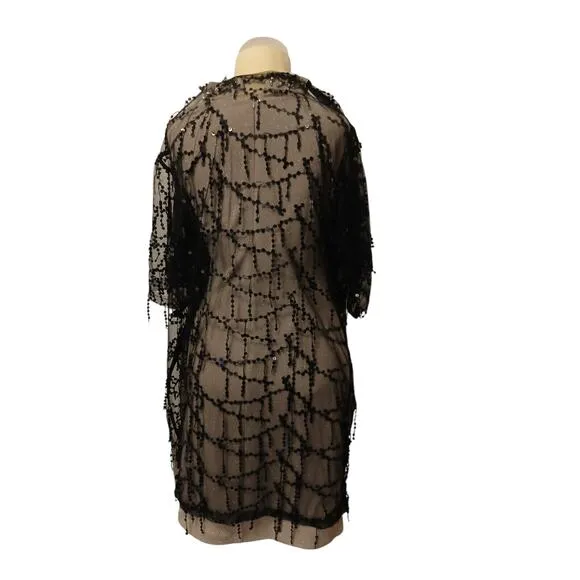 MICHELLE Sequins DUSTER Coverup One Size Fits Most BLACK Sparkle Shimmer Jacket