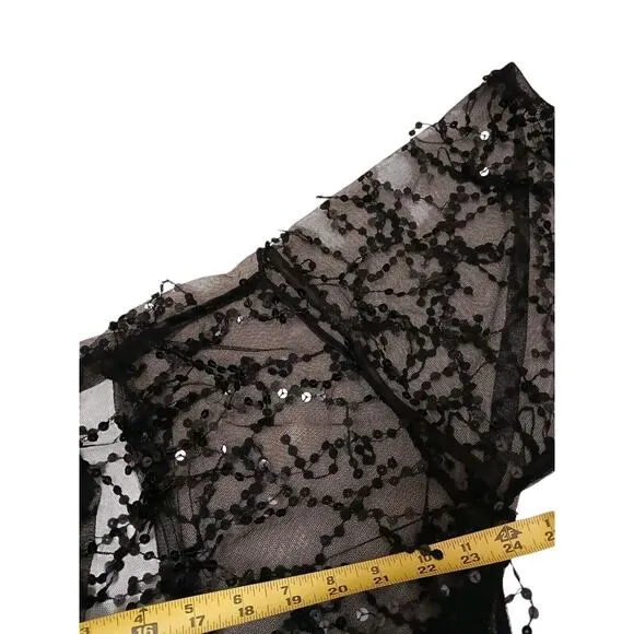 MICHELLE Sequins DUSTER Coverup One Size Fits Most BLACK Sparkle Shimmer Jacket