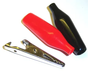 Mini Aligator Crocodile Clip Rubber Casing Black and Red   35mm Clamp x 1