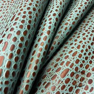 MINI TORTOISE Turquoise Embossed Leather  3- 3.5oz  Perfect for Handbags and Crafts!