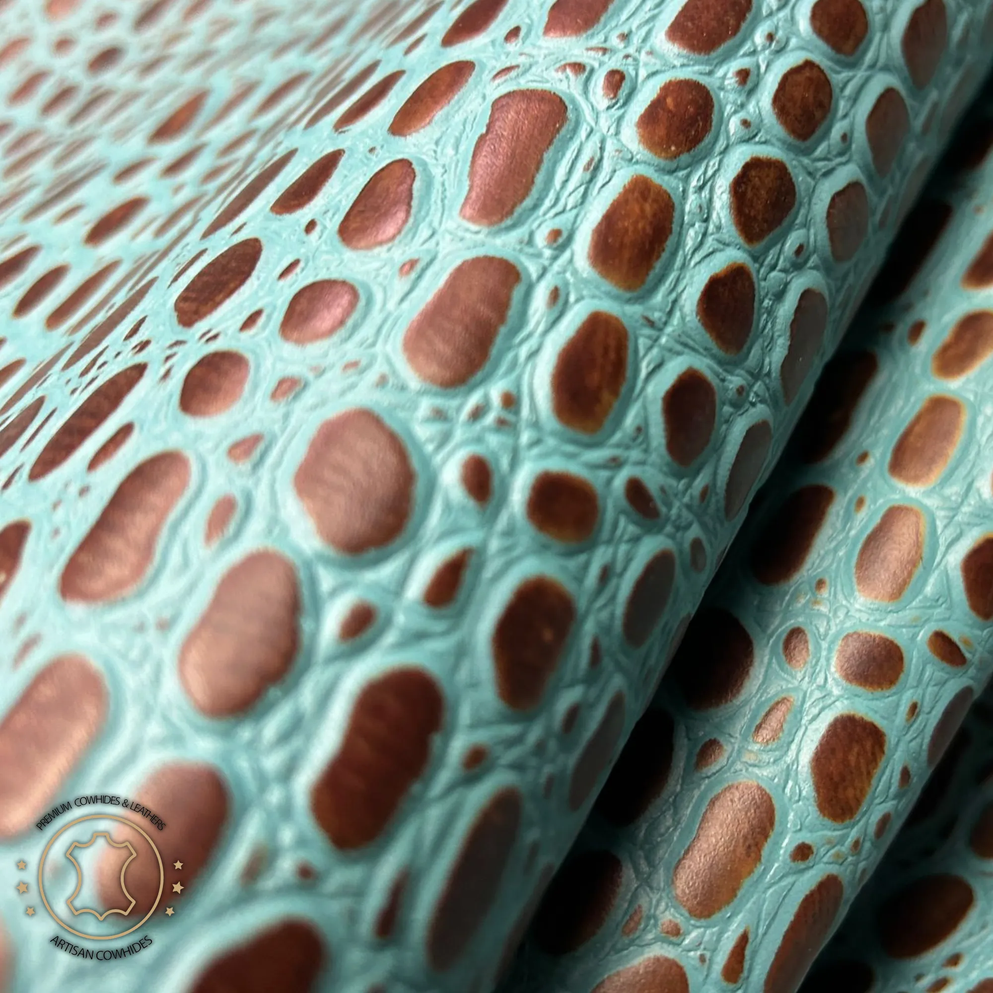 MINI TORTOISE Turquoise Embossed Leather  3- 3.5oz  Perfect for Handbags and Crafts!