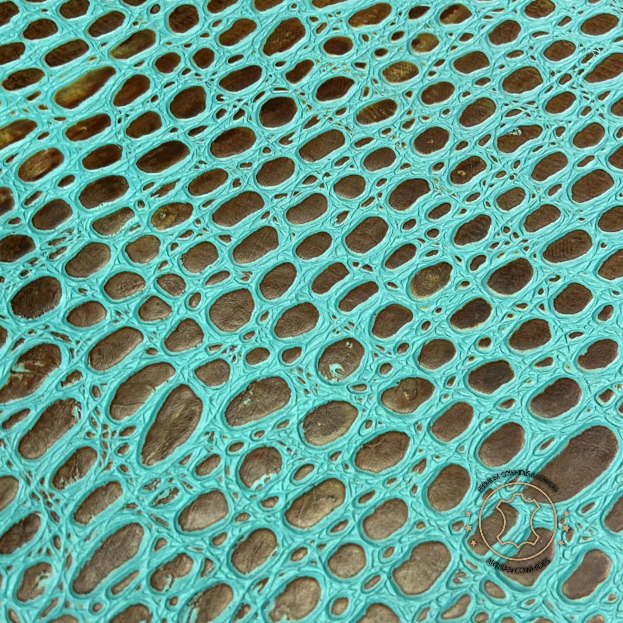 MINI TORTOISE Turquoise Embossed Leather  3- 3.5oz  Perfect for Handbags and Crafts!