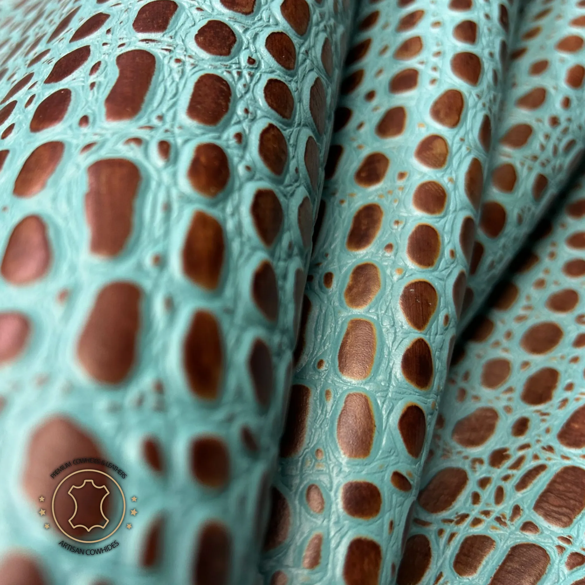 MINI TORTOISE Turquoise Embossed Leather  3- 3.5oz  Perfect for Handbags and Crafts!