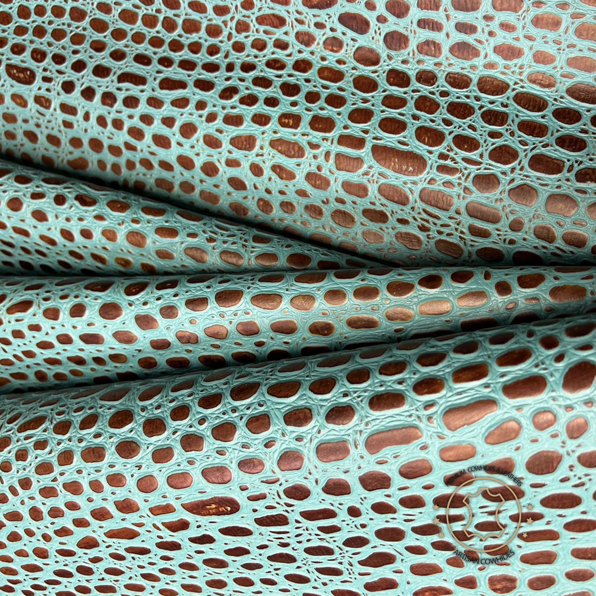 MINI TORTOISE Turquoise Embossed Leather  3- 3.5oz  Perfect for Handbags and Crafts!
