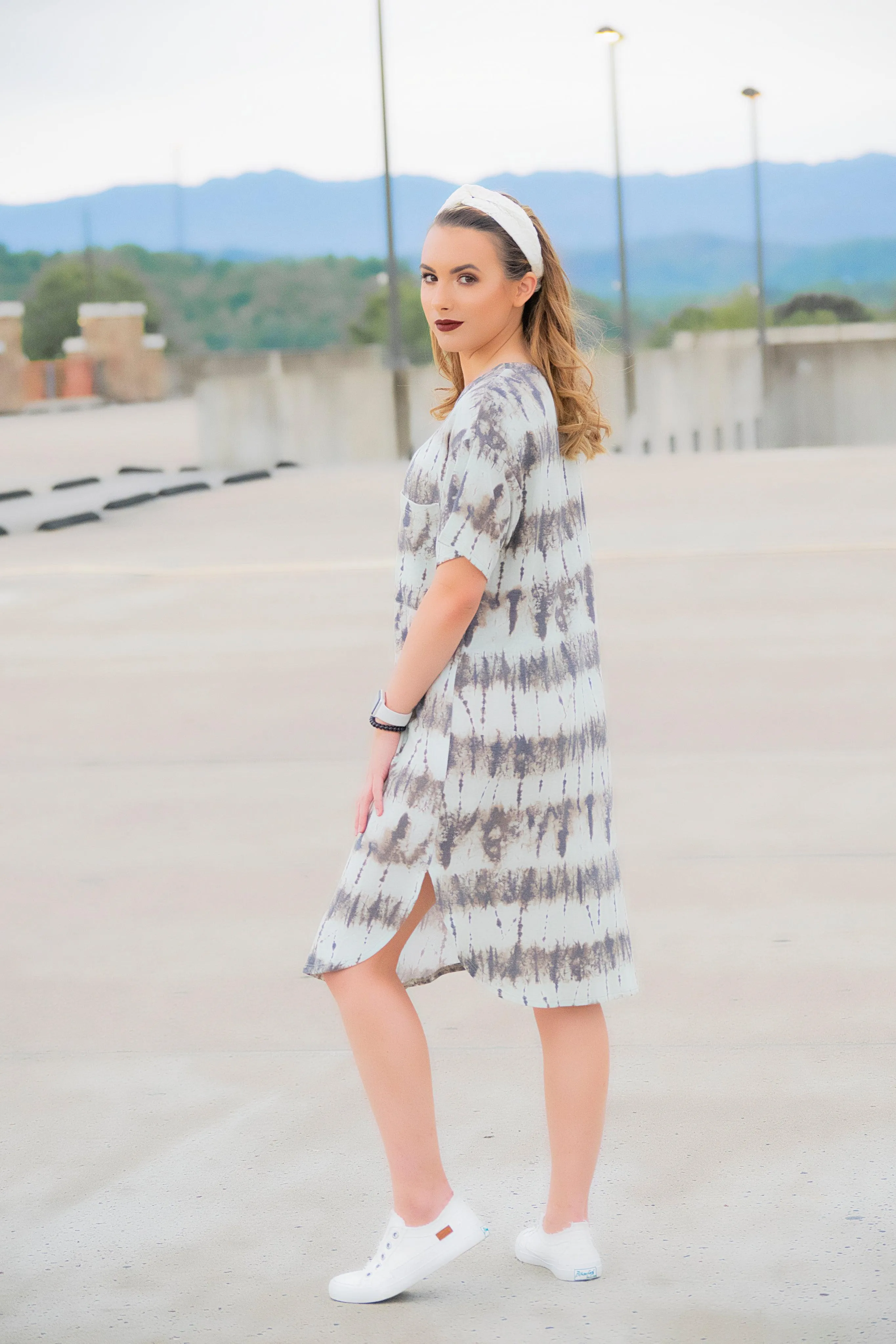 Mint/Charcoal Tie dye dress