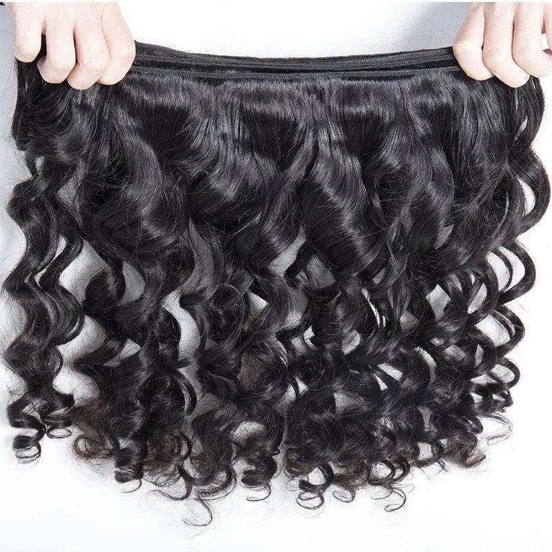 Modern Show Brazilian Loose Wave Virgin Human Hair 4 Bundles With 4x4 Lace Closure