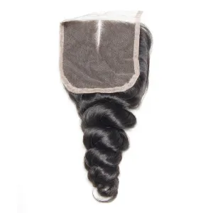 Modern Show Hair Loose Wave Swiss Lace Closure With Baby Hair Malaysian Remy Human Hair