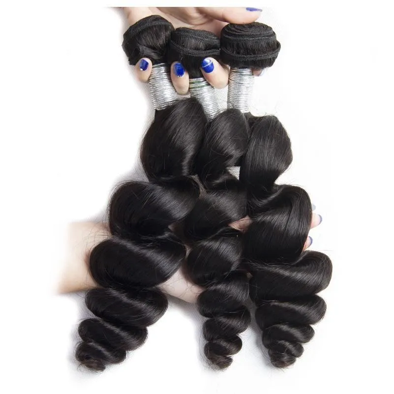 Modern Show Mink Brazilian Loose Wave Virgin Hair 3 Bundles With 4x4 Lace Closure 100% Human Hair