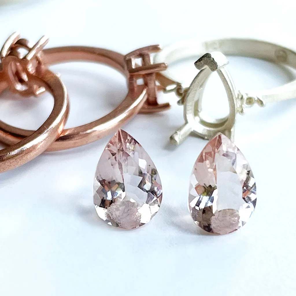 Morganite - Peach Pear Cut Pair - 3.10ct