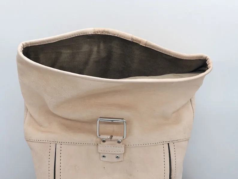 Moroccan Rolltop Backpack - Leather Travel Rucksack for Unisex