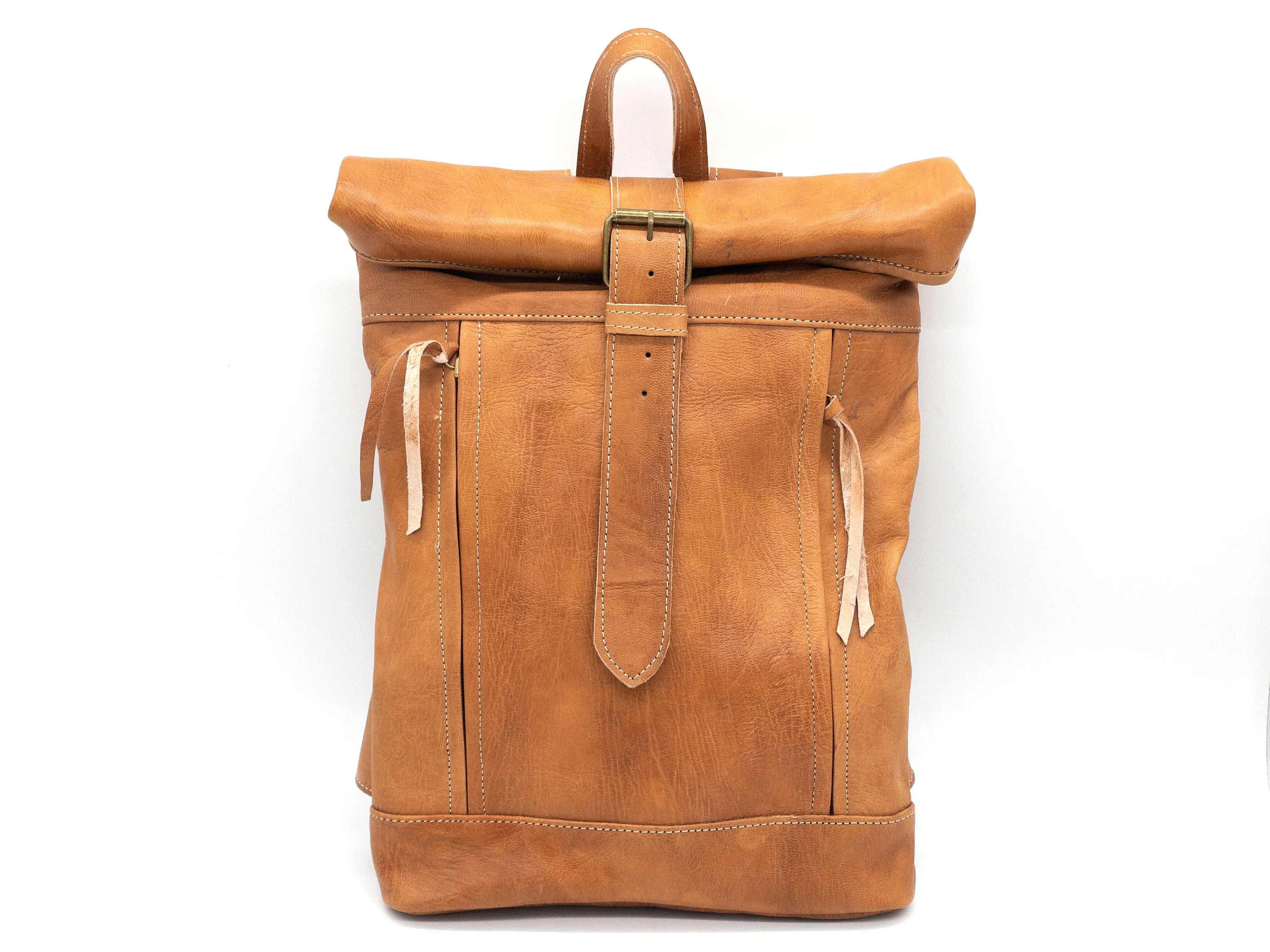 Moroccan Rolltop Backpack - Leather Travel Rucksack for Unisex