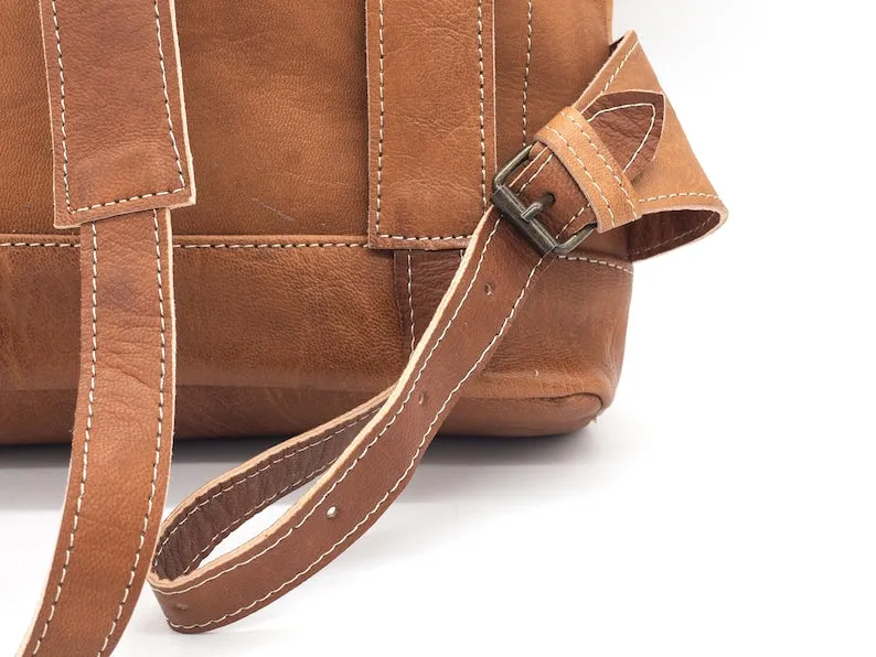 Moroccan Rolltop Backpack - Leather Travel Rucksack for Unisex