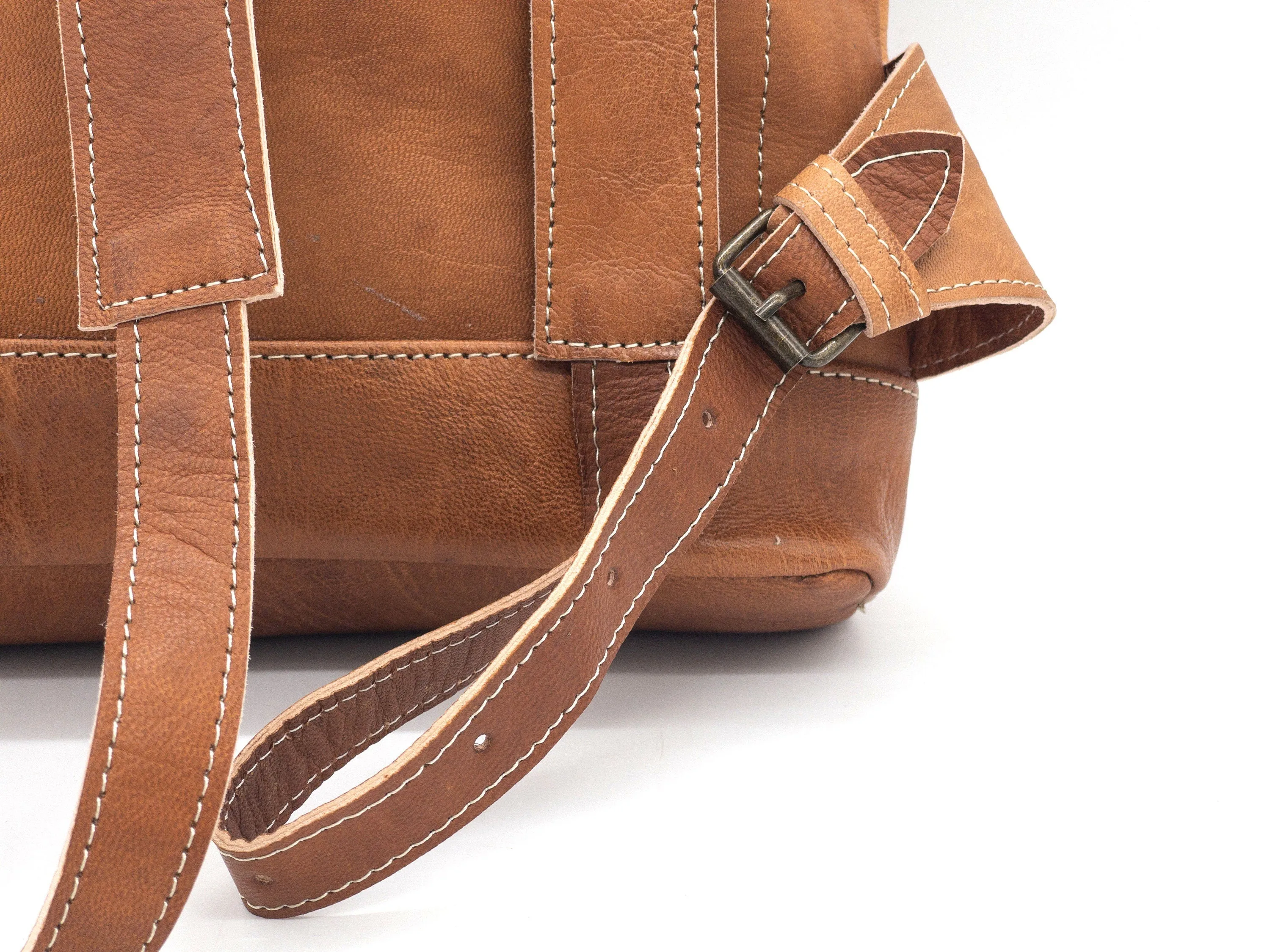 Moroccan Rolltop Backpack - Leather Travel Rucksack for Unisex