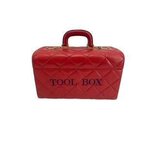 Moschino Red Jumbo Logo Tool Box Train Case
