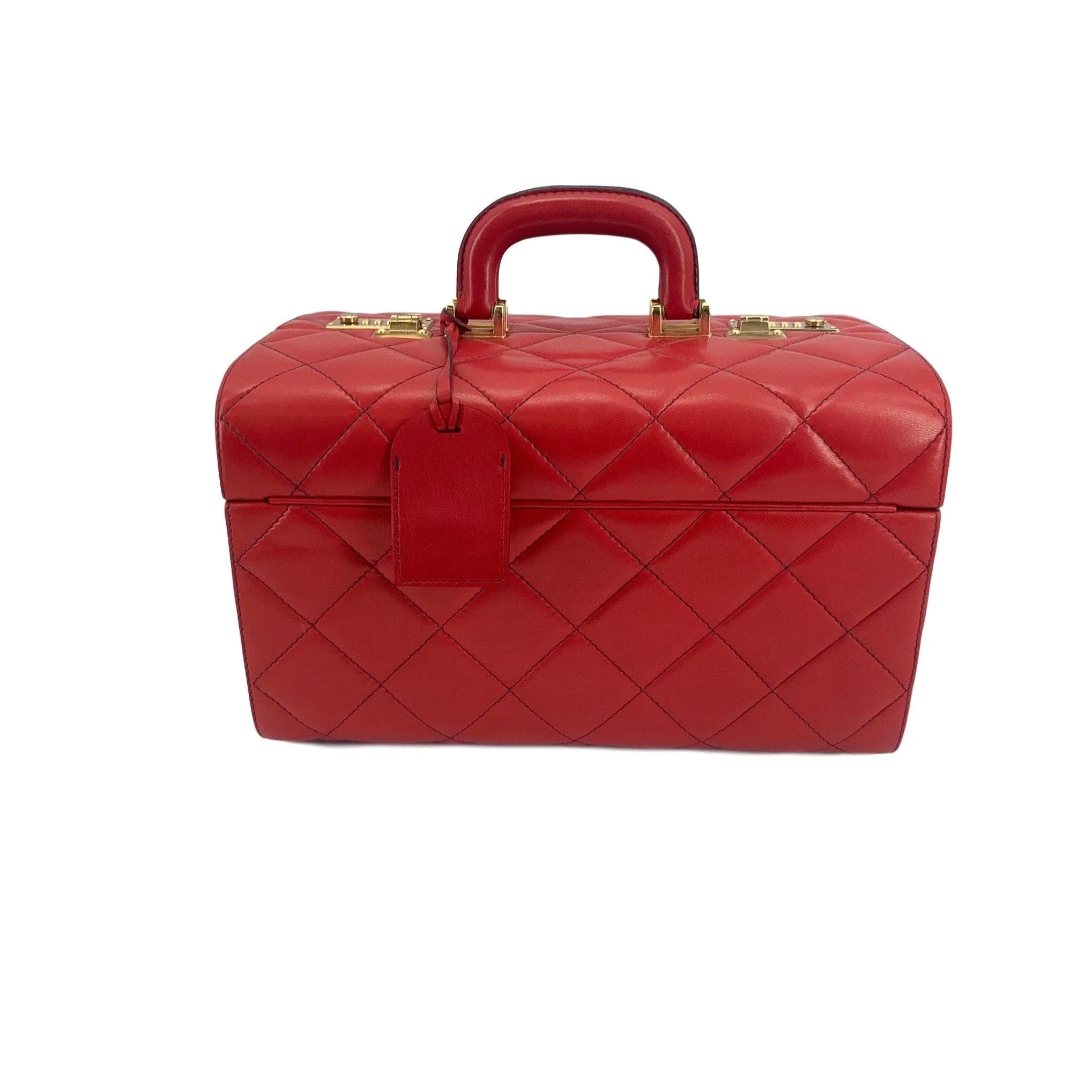 Moschino Red Jumbo Logo Tool Box Train Case