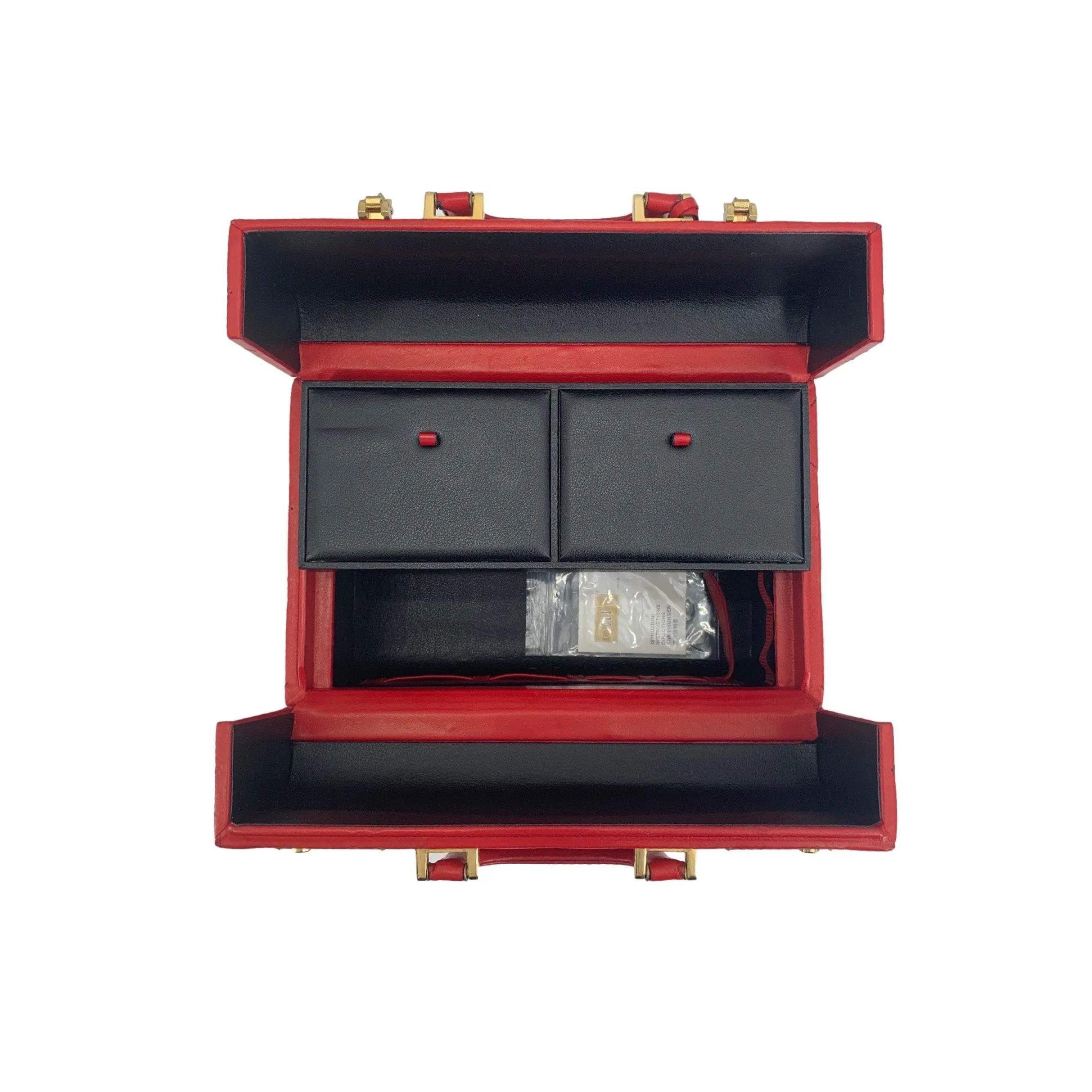 Moschino Red Jumbo Logo Tool Box Train Case