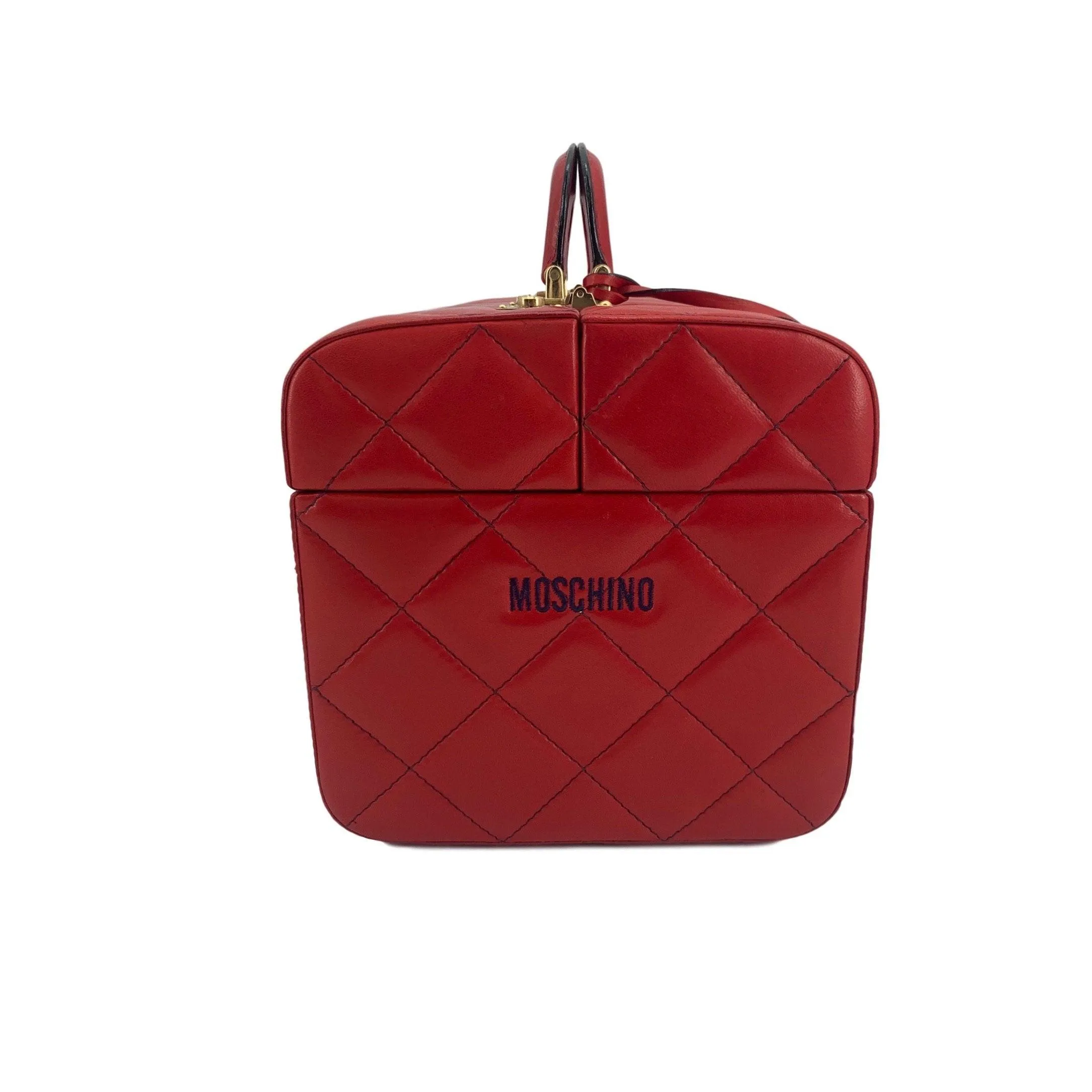 Moschino Red Jumbo Logo Tool Box Train Case