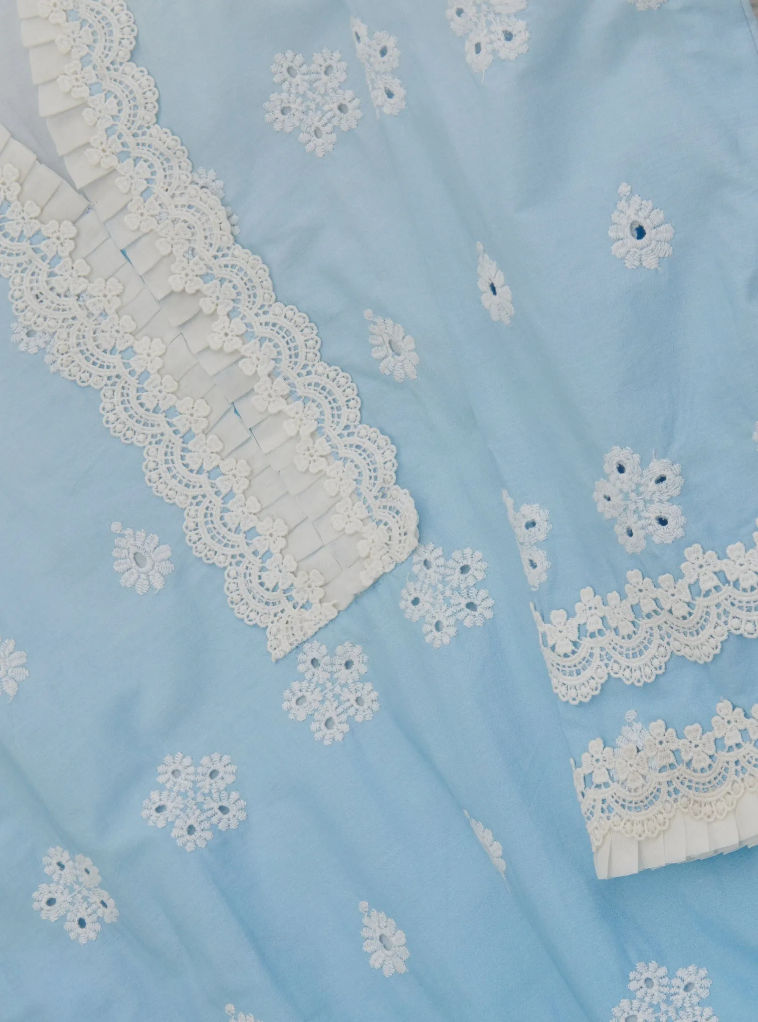 Mulmul Cotton Mandovi Blue Kurta With Mandovi Blue Pant