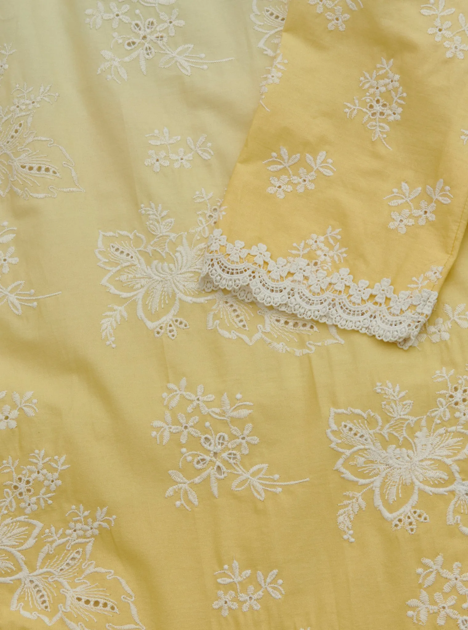 Mulmul Cotton Savri Yellow Kurta With Savri Yellow Dhoti Pant