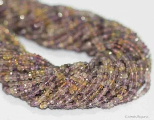 Multi Ametrine Faceted Rondelle Gemstone Loose Spacer Beads Strand 13" 3mm