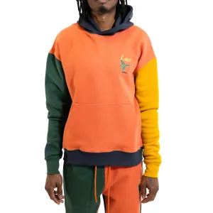 Multi-Panel Hoodie, Rust/Mustard-Navy-Green