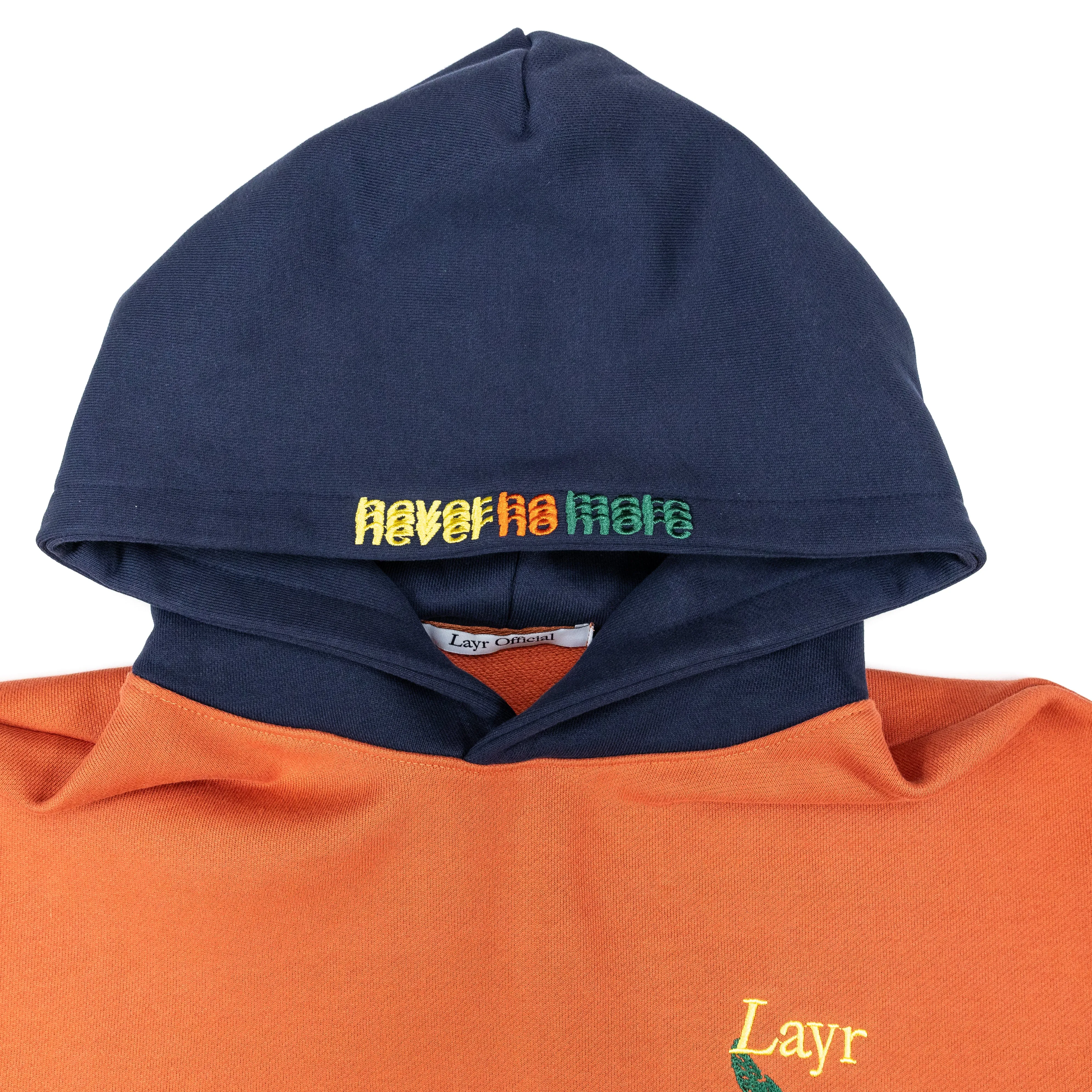Multi-Panel Hoodie, Rust/Mustard-Navy-Green