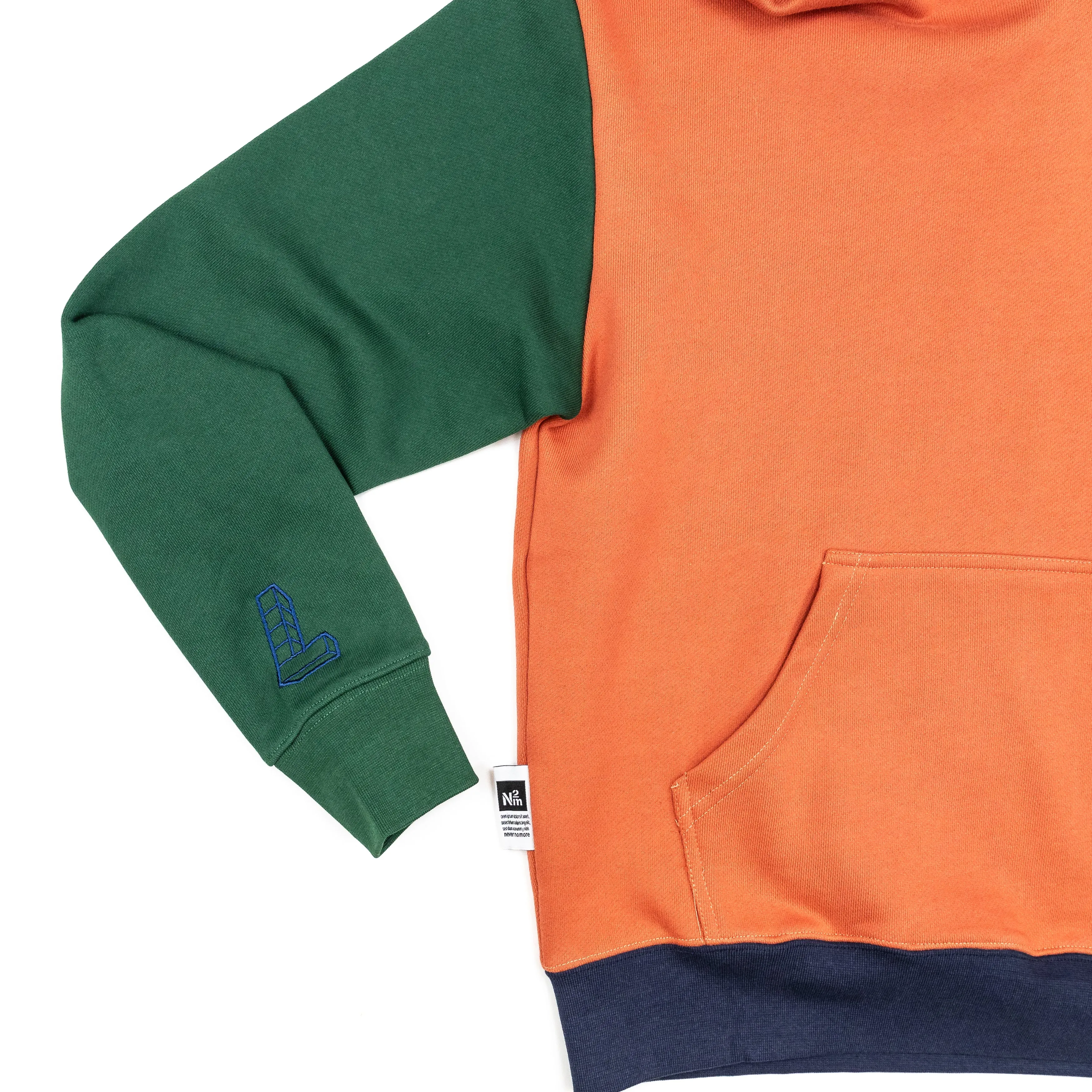 Multi-Panel Hoodie, Rust/Mustard-Navy-Green