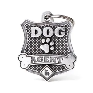 My Family ID Bronx Dog Agent Badge ID Tag in Antique Silver