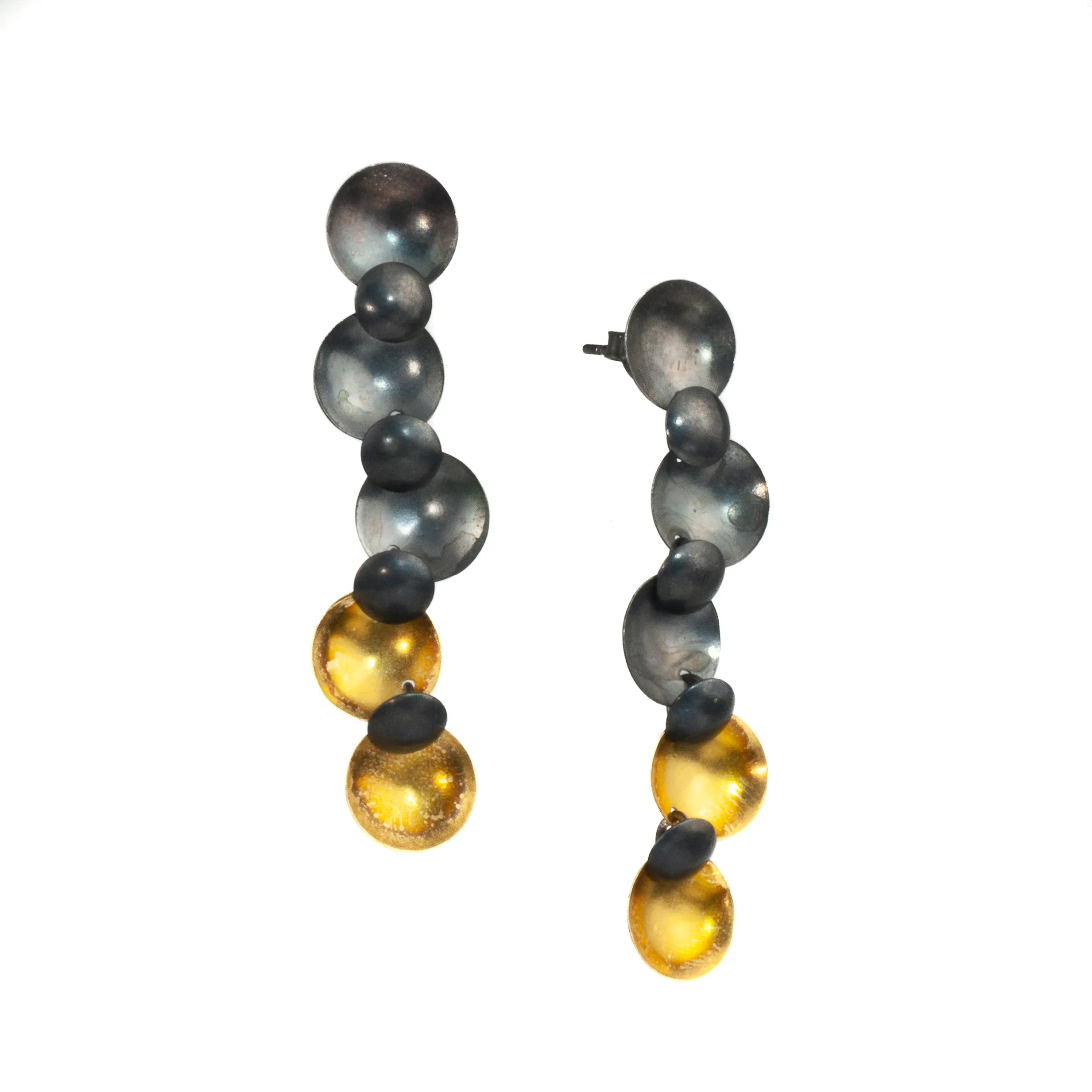 Mysterium Collection Black and Gold Disc Cluster Earrings