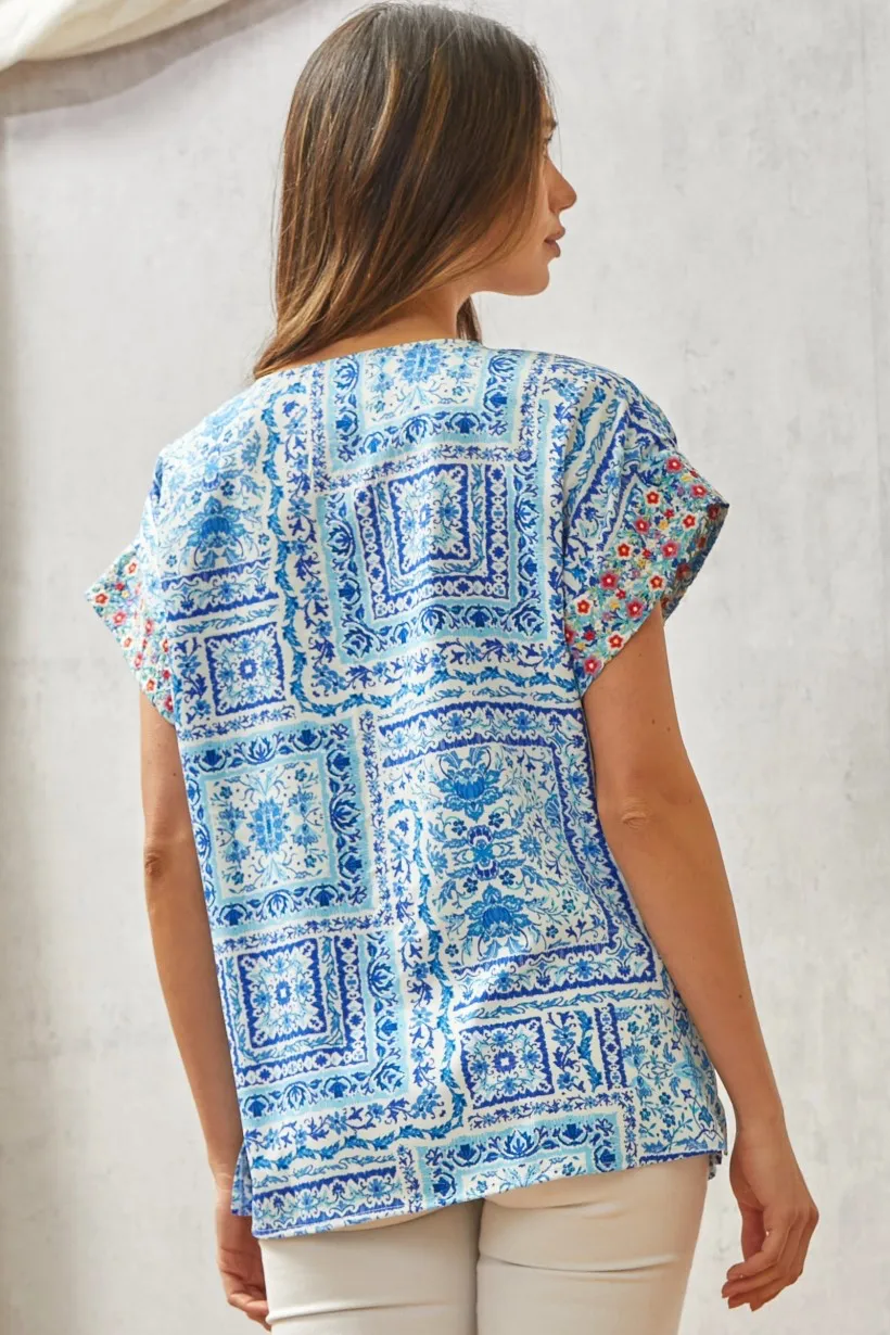 Nancy Flowy Embroidered Top