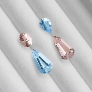 Natural Aquamarine Morganite Fancy Electric Cut Loose Gemstone Pair 8.81 carat