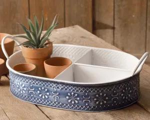 Navy blue floral organizer caddy with handles