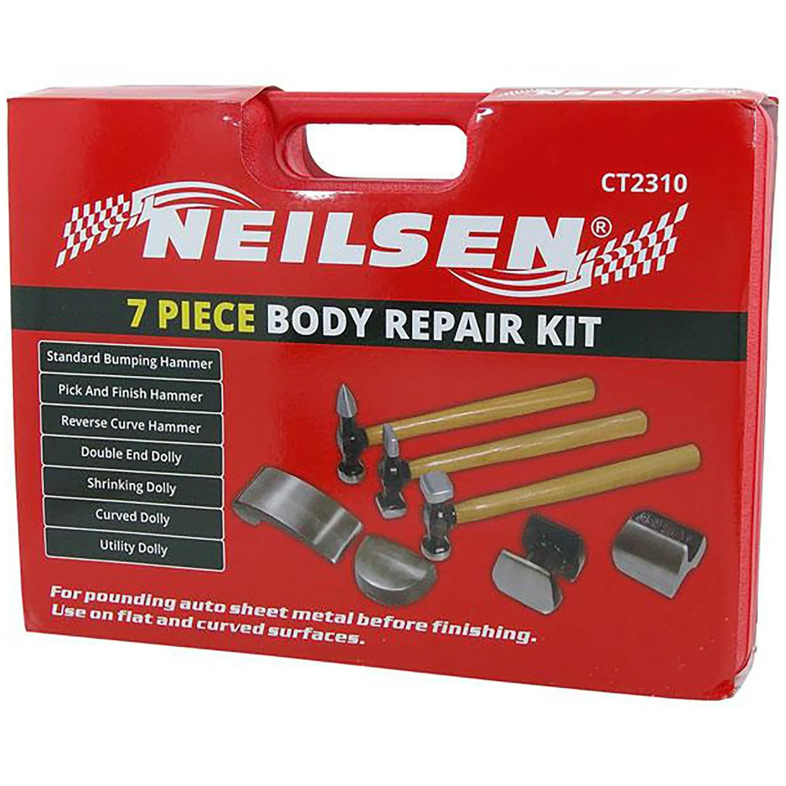 Neilsen Panel Beating Set Car Body Repair Kit Dent Hammer Automotive Garage 7pc