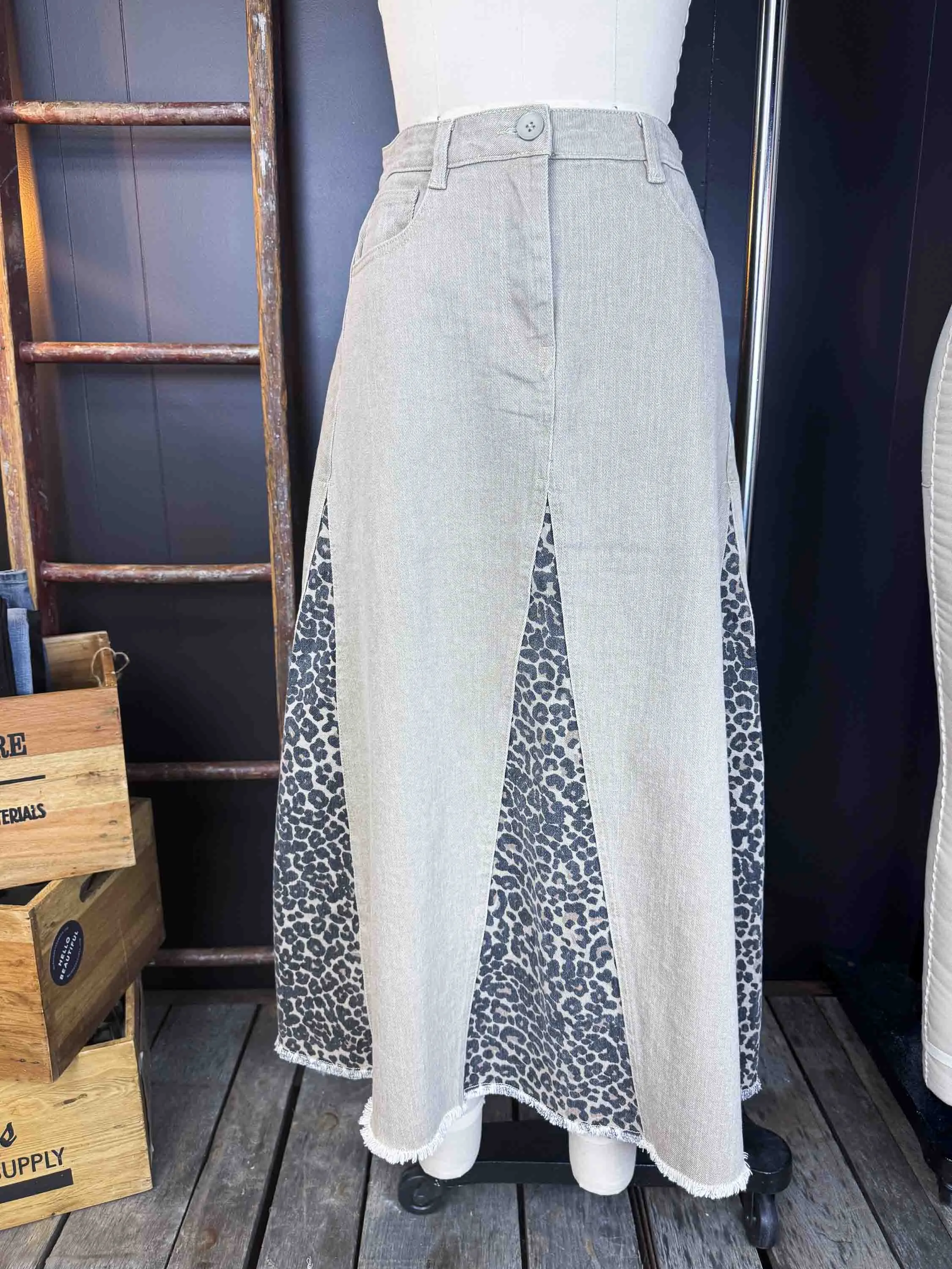 New Amber Leopard Peek-a-Boo Skirt