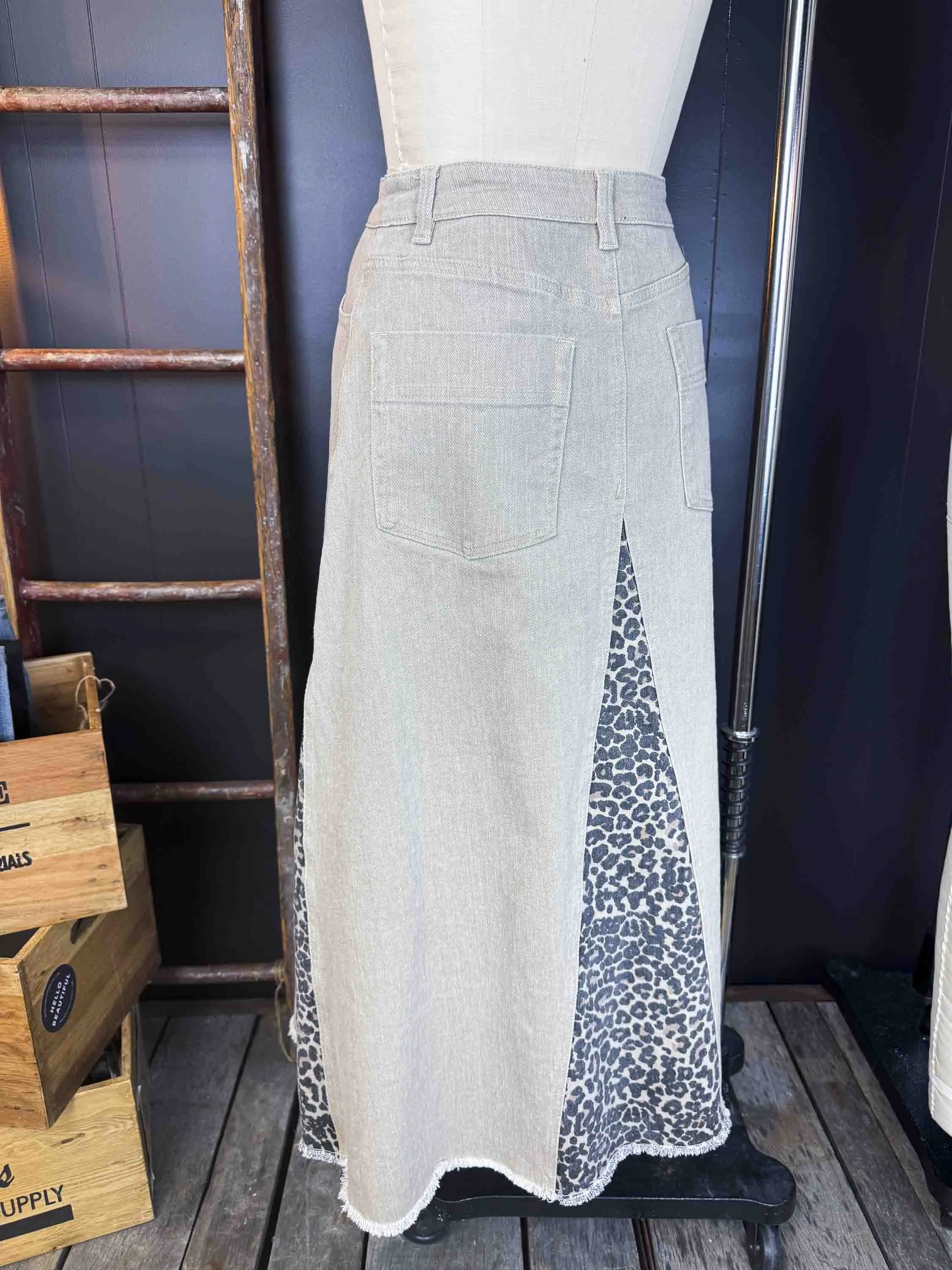 New Amber Leopard Peek-a-Boo Skirt