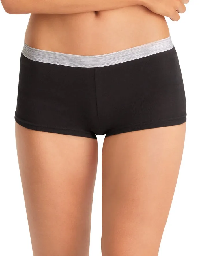 New in package! Hanes Cool Comfort™ Women's Cotton Sporty Boy Brief Panties 6-Pack, no pinch waistband, soft breathable! Sz 8 (XL)