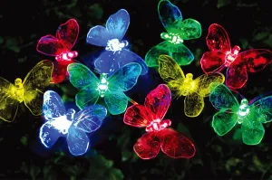 New in package! hometrends Solar Powered Butterfly LED String Lights, multi-colour