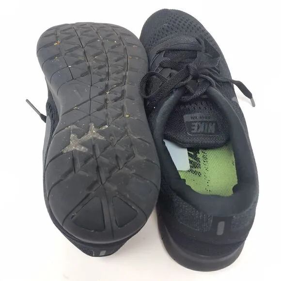 Nike Womens Free RN Flyknit Triple Black Anthracite Running Shoe size 8 880844