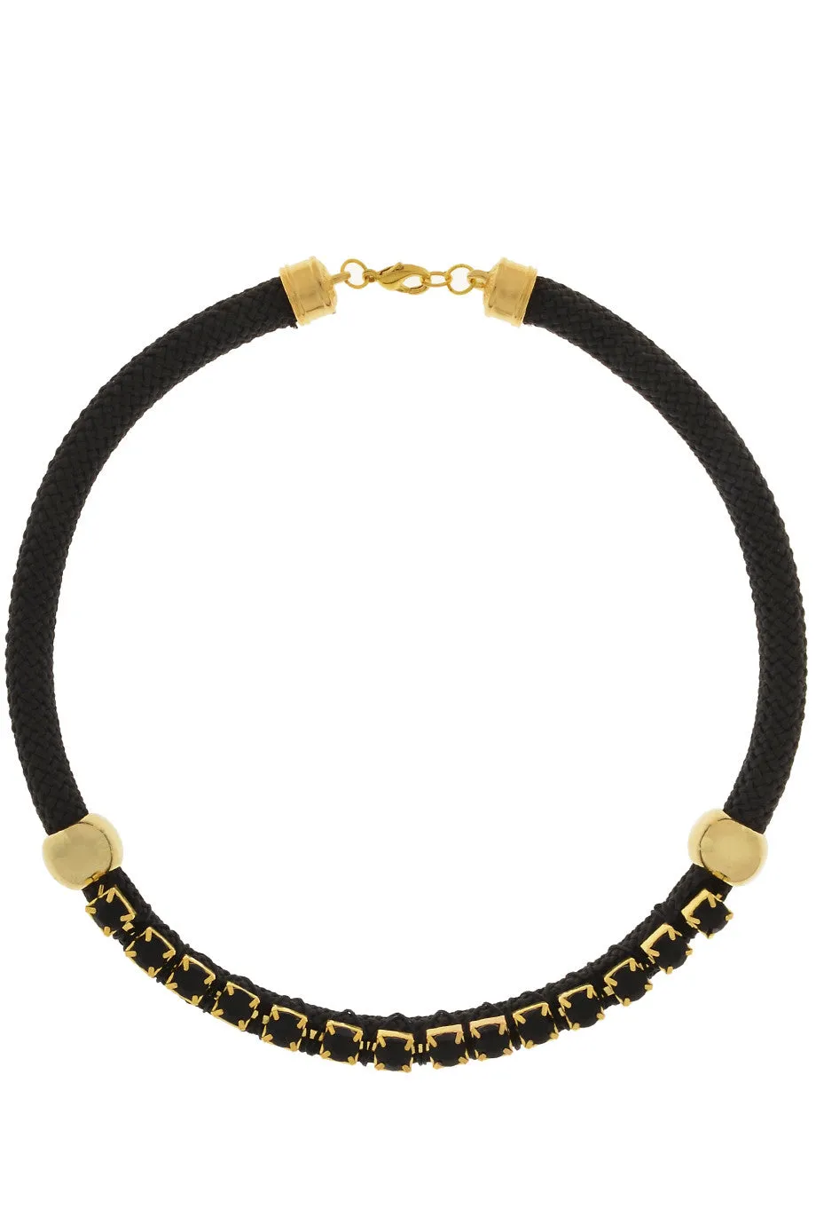 NIRA Black Crystal Cord Necklace