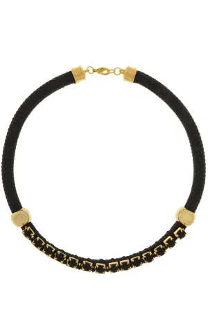 NIRA Black Crystal Cord Necklace